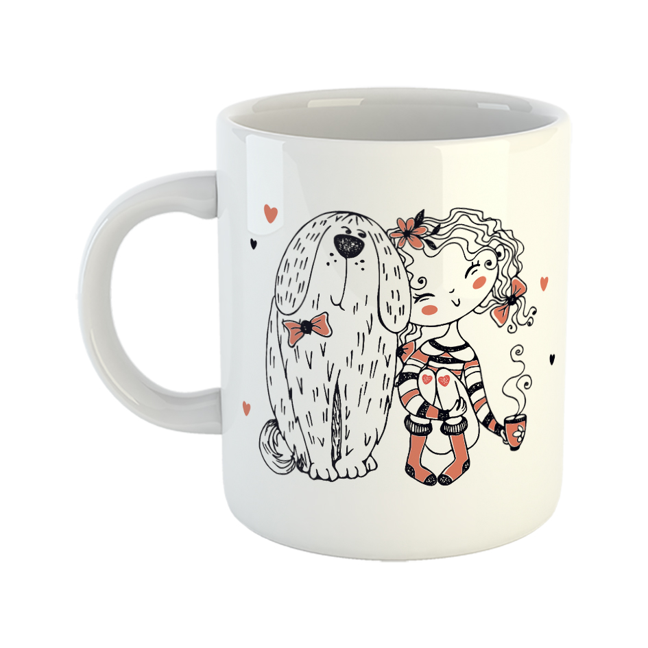 ماگ طرح دختر مهربان و سگ بامزه مدل بهترین دوست