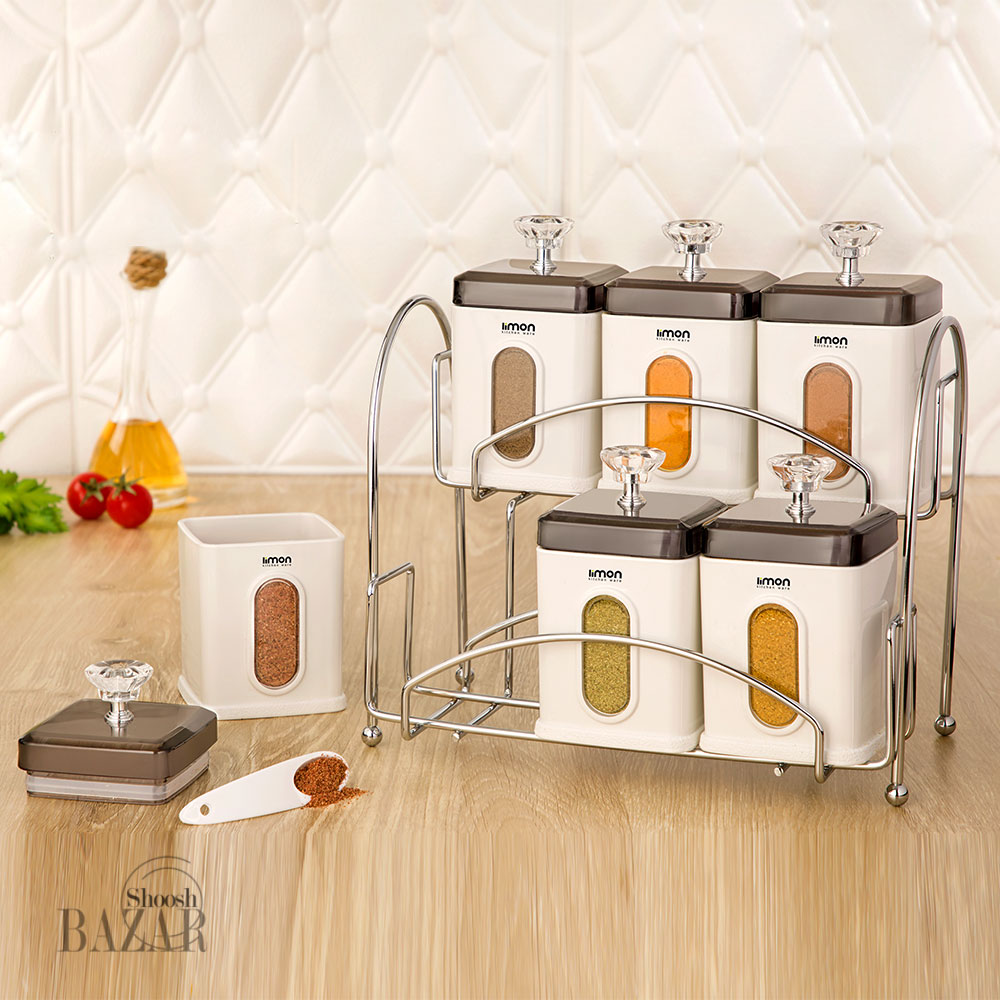 ست جاادویه 6 تایی چهارگوش لیمون با پایه فلزی کد 1971