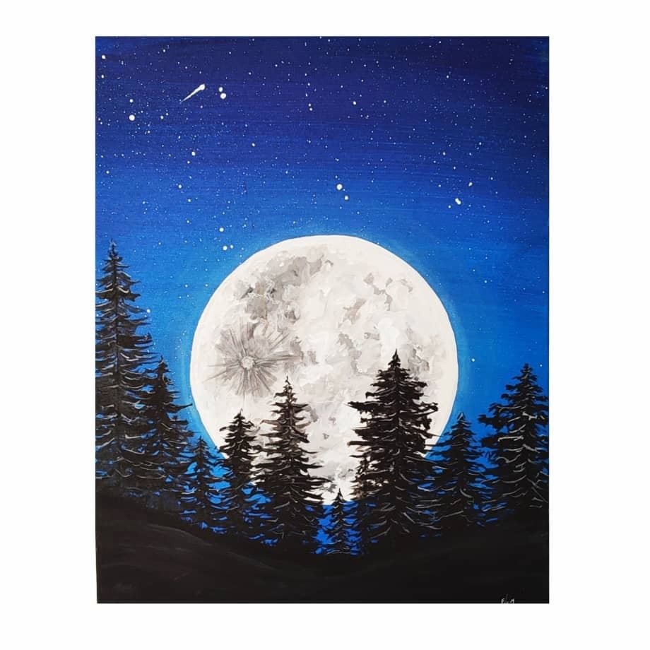 تابلو نقاشی اکریلیک مدل ماه درخشان