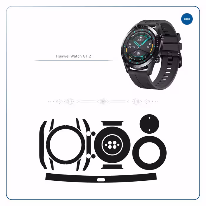 برچسب ماهوت طرح Matte-Black مناسب برای ساعت هوشمند هوآوی Watch GT2