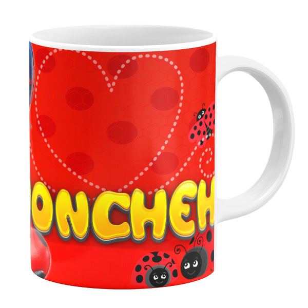 ماگ طرح دختر کفشدوزکی مدل غنچه