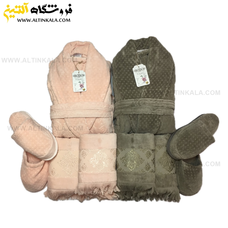 سرویس حوله عروس و داماد 10تکه ژاکارد برجسته برند ROSSO