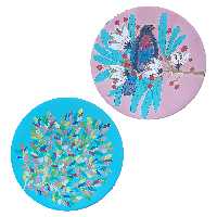   بشقاب دیوارکوب سفالی طرح پرنده کد D106-A مجموعه 2 عددی