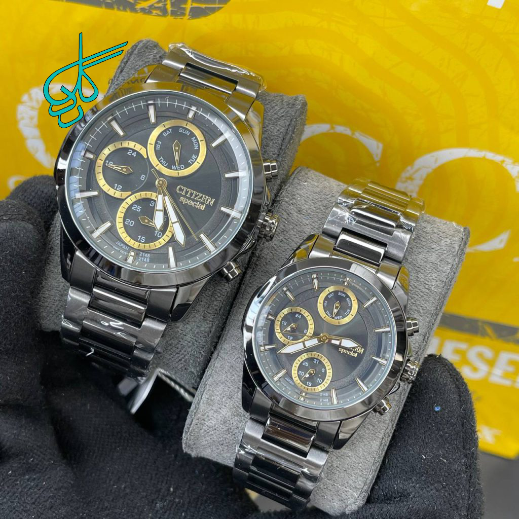 خرید ست ساعت زنانه و مردانه سیتیزن اسپشیال موتور ژاپن کیفیت عالی سه موتور فعال جنس استیل رنگ ثابت کد 2116159 - ردگل