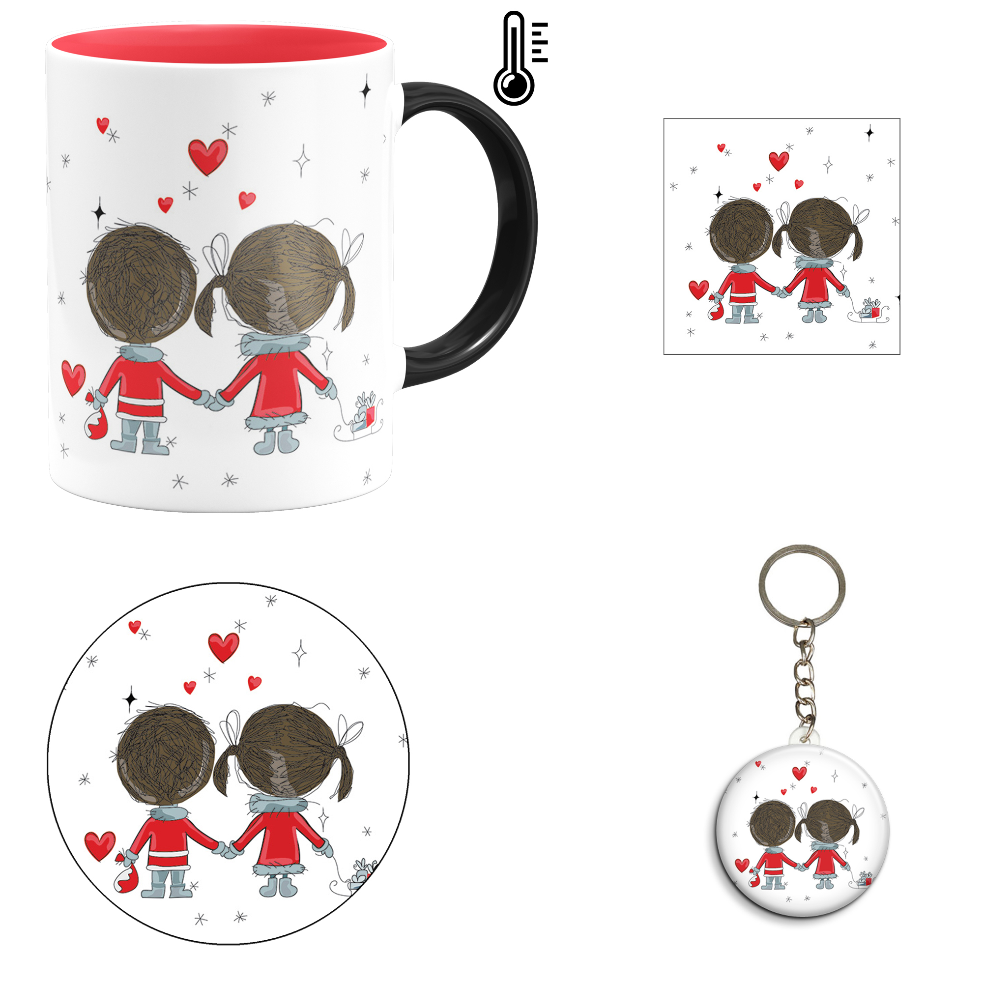 ست هدیه ماگ حرارتی مدل روز عشق طرح عاشقانه کد M56