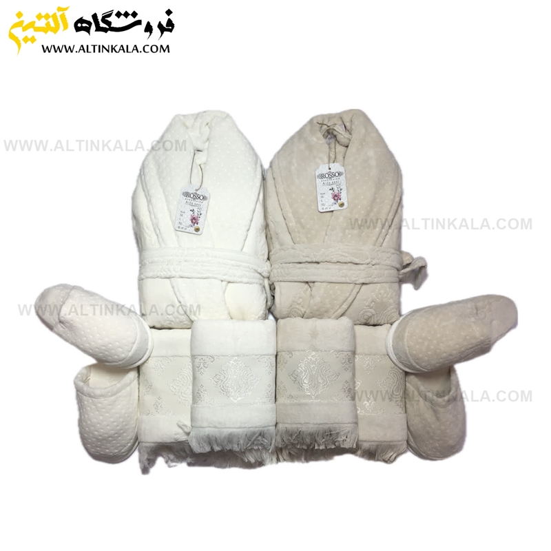 سرویس حوله عروس و داماد 10تکه ژاکارد برجسته برند ROSSO