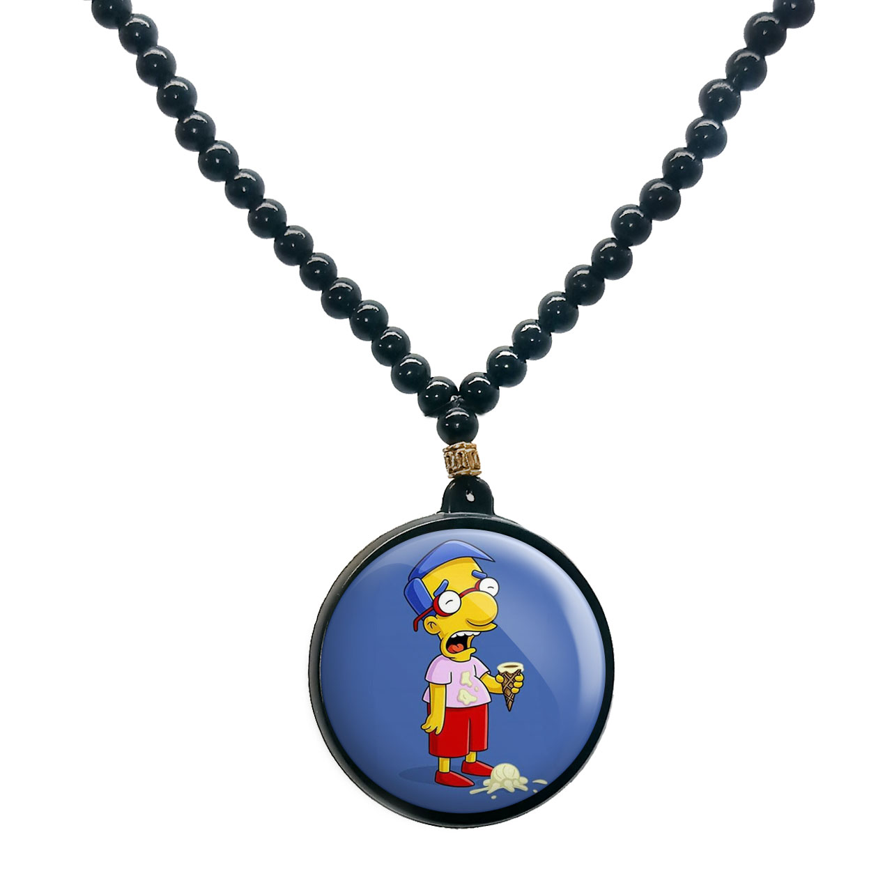 گردنبند پرمانه طرح سیمپسون ها کد pmd.21324 مدل دو طرفه