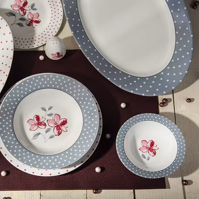 سرویس غذاخوری 28 پارچه چینی زرین ایران سری ایتالیا اف مدل والنسیا درجه یک