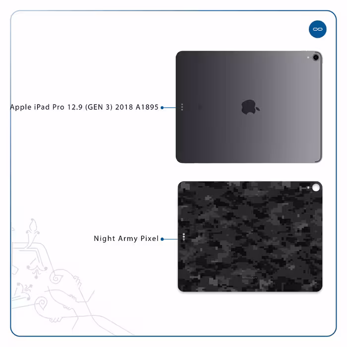 برچسب پوششی ماهوت مدل Night-Army-Pixel مناسب برای تبلت اپل iPad Pro 12.9 (GEN 3) 2018 A1895