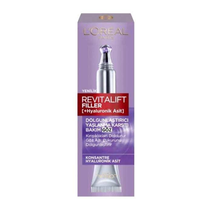 کرم دور چشم ضد پیری و پر کننده لورآل سری Revitalift Filler حاوی هیالورونیک اسید 15 میلی لیتر