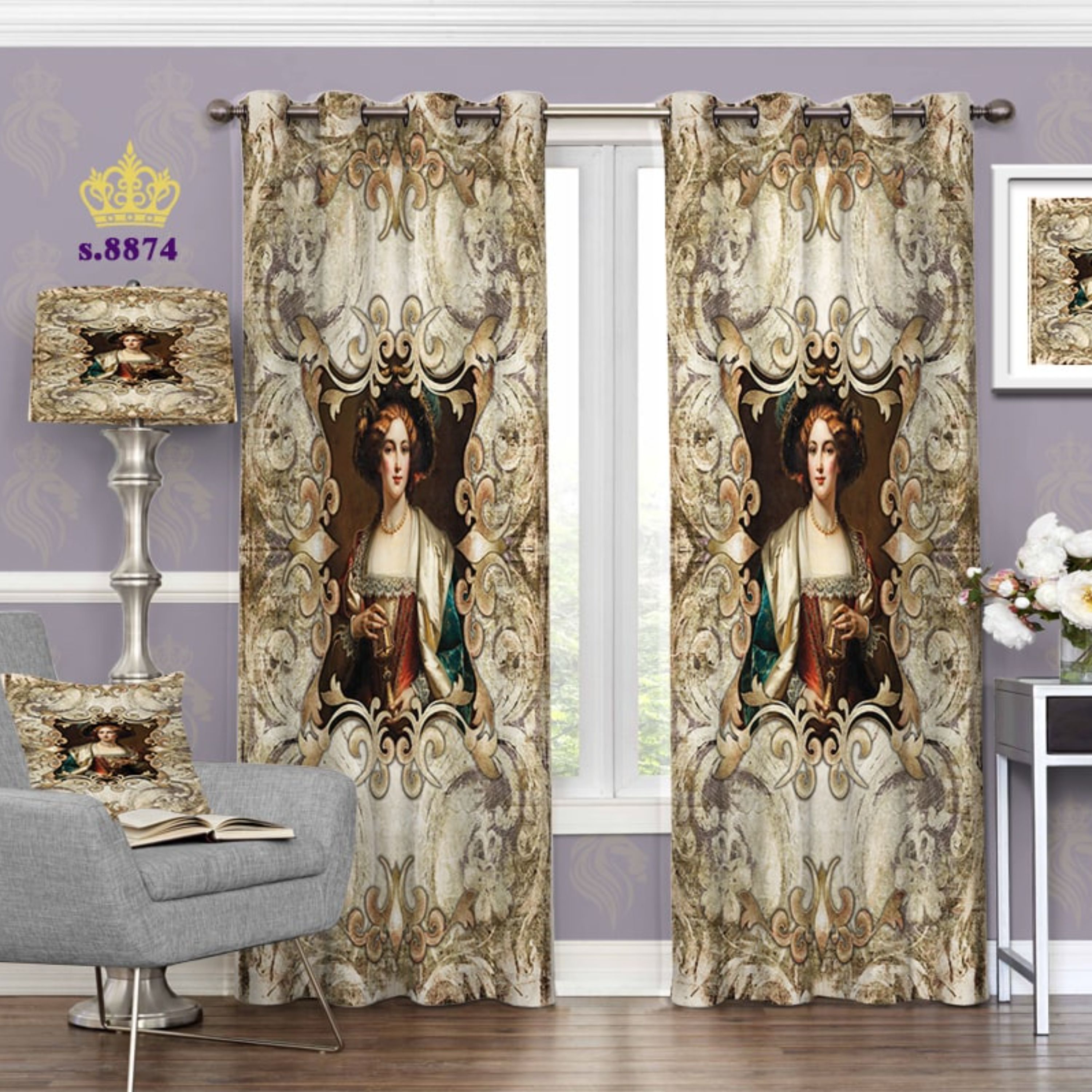 پرده پذیرایی - طرح کلاسیک - کد8874