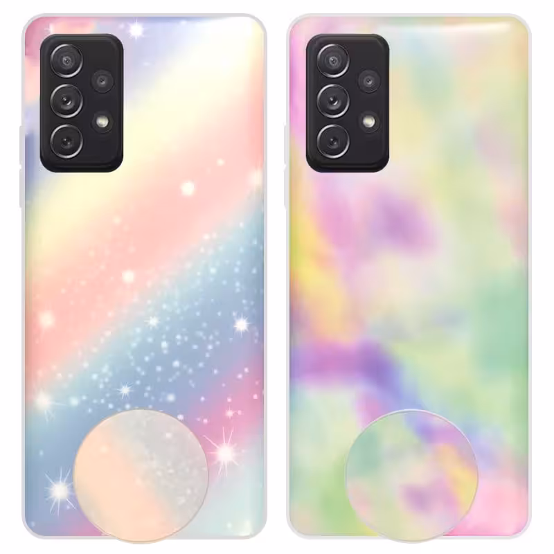 قاب آبرنگی پاپ سوکت دار مناسب برای گوشی Samsung Galaxy A72 5G / 4G مدل طرحدار فانتزی دخترانه و زنانه Rainbow Phone Case