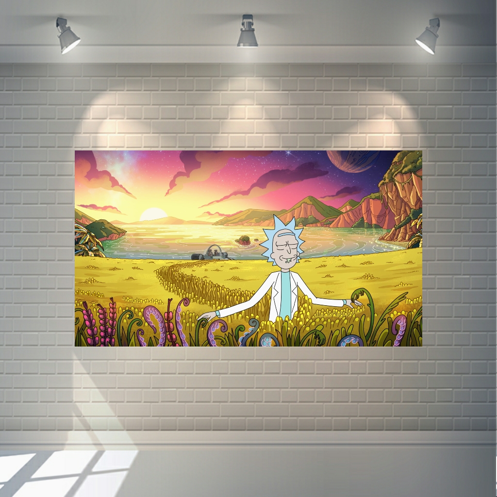 تابلو بوم طرح ریک و مورتی مدل دریاچه و کوه کد SDB8716