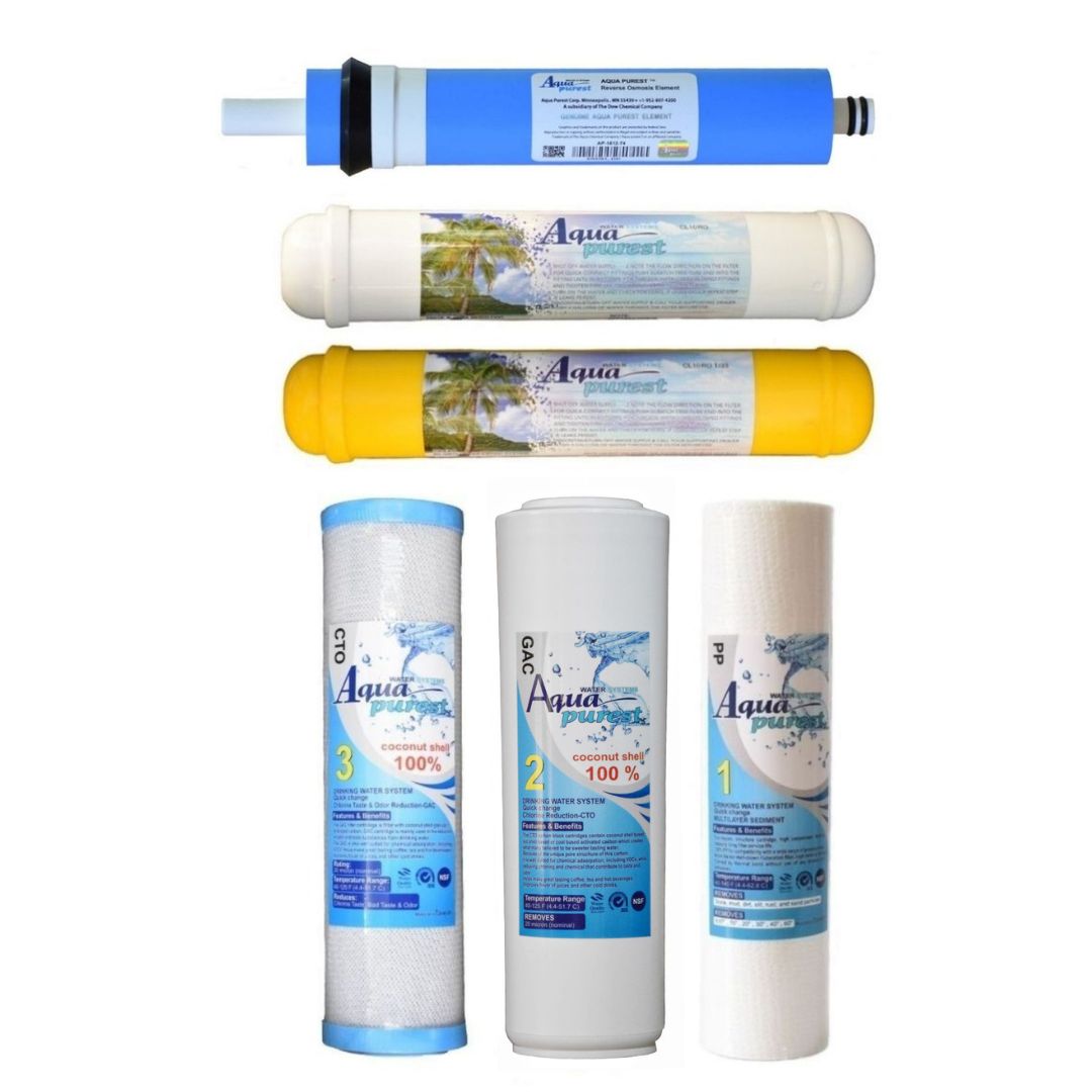 فیلتر دستگاه تصفیه آب آکوا پیورست مدل SW 6066 NEW مجموعه 5 عددی به همراه فیلتر تصفیه آب مدل ممبران
