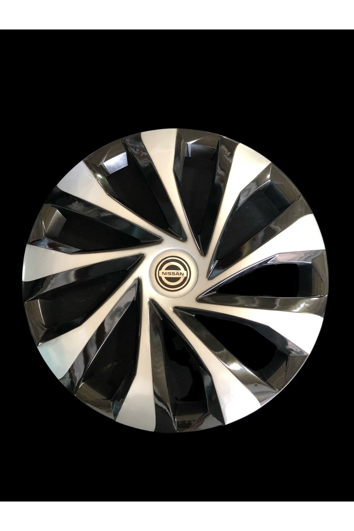 قالپاق خاکستری NISSAN LOGO چهاردهمین پوشش لبه سیاه و سفید Safran