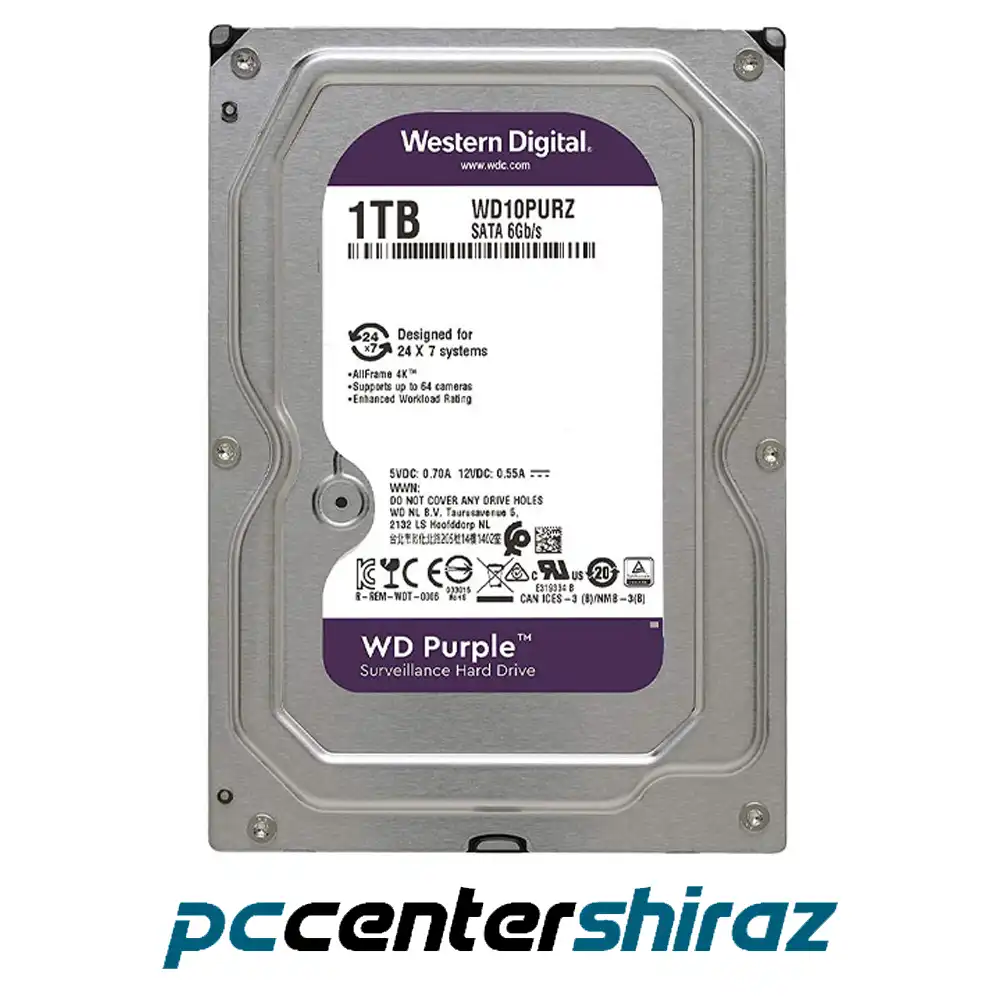 هارد دیسک اینترنال وسترن دیجیتال مدل 1TB WD PURPLE 64M