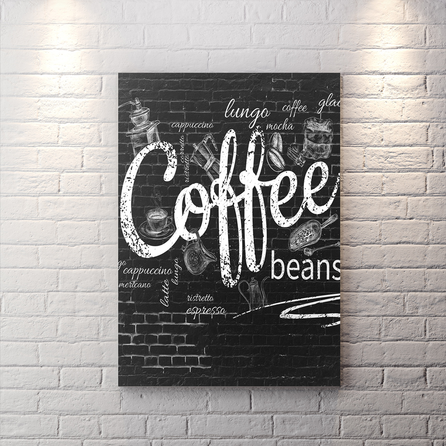 تابلو شاسی دکوراتیو طرح تایپوگرافی کافه WAs-2738