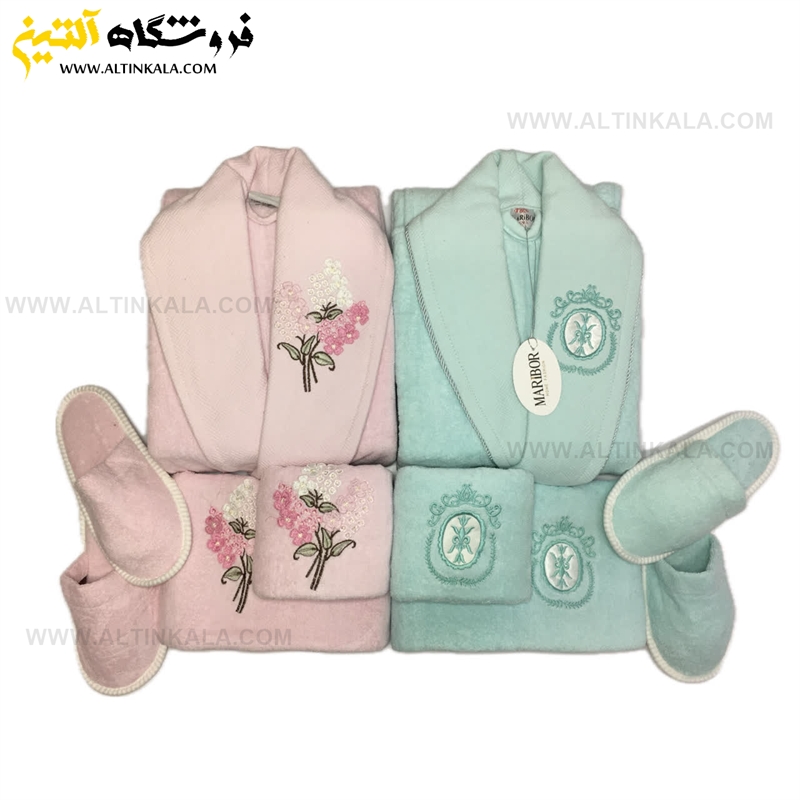 سرویس حوله عروس و داماد 10تکه گلدوزی سه بعدی برند MARIBOR