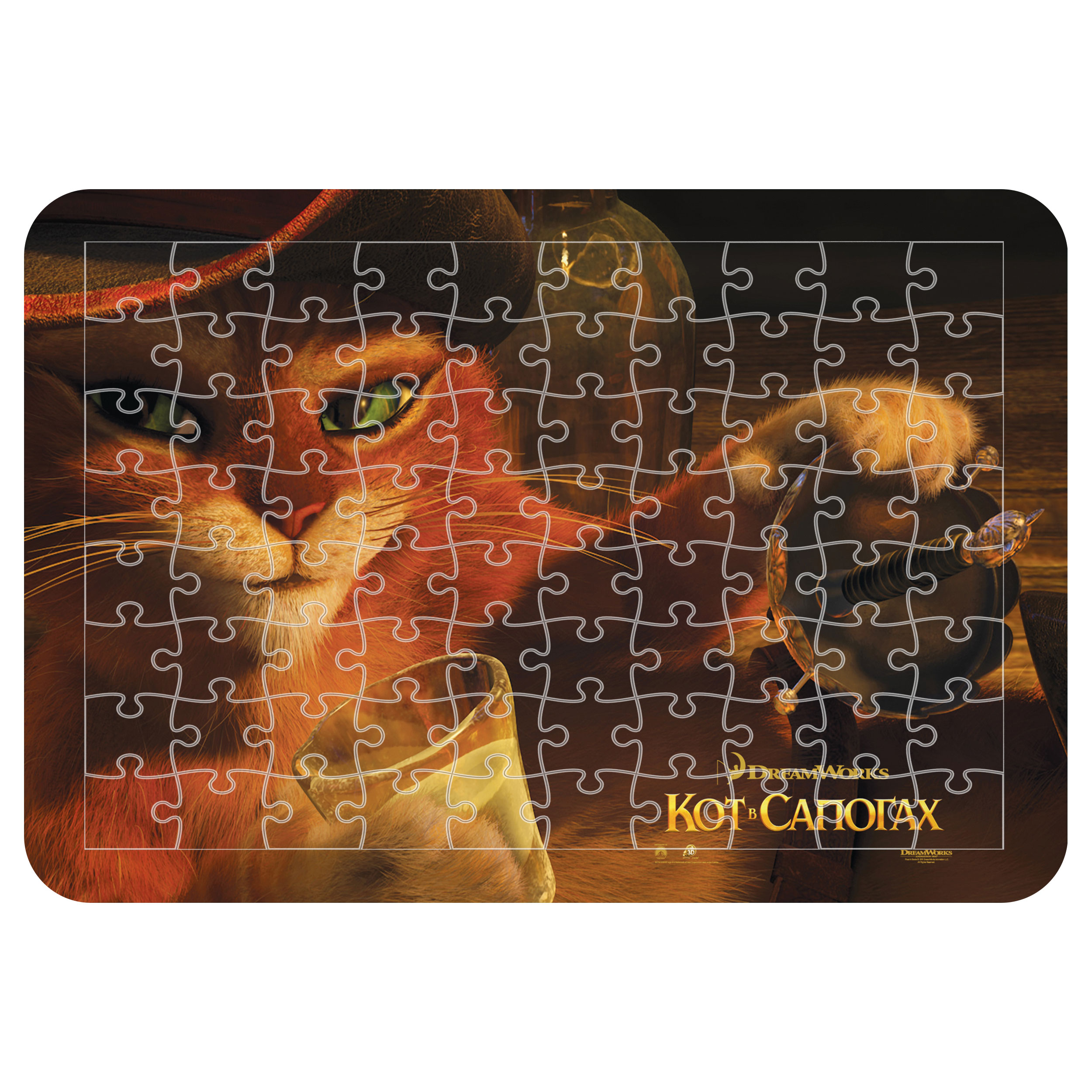 پازل 54 تکه اطلس آبی  طرح کارتون گربه چکمه پوش مدل P1507