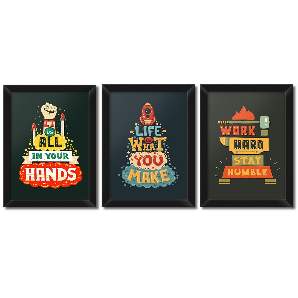 تابلو فنچ آرت طرح Life کد QT102ABC-CO مجموعه 3 عددی