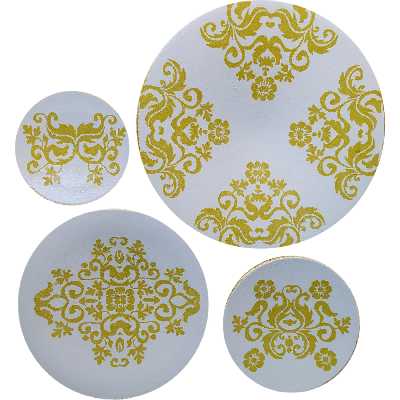 بشقاب دیوارکوب سفالی مدل نقش مجموعه 4 عددی