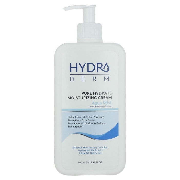 هیدرودرم کرم پمپی دست و صورت انواع پوست مرطوب کننده و نرم کننده 500 گرم مدل Mist
