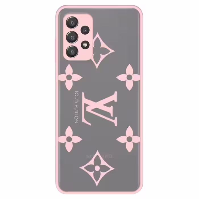 قاب فانتزی هیبریدی طرح لویی ویتون صورتی مناسب برای گوشی Samsung Galaxy A52 4G/5G/S مدل پشت مات محافظ لنزدار سری طرحدار دخترانه و زنانه