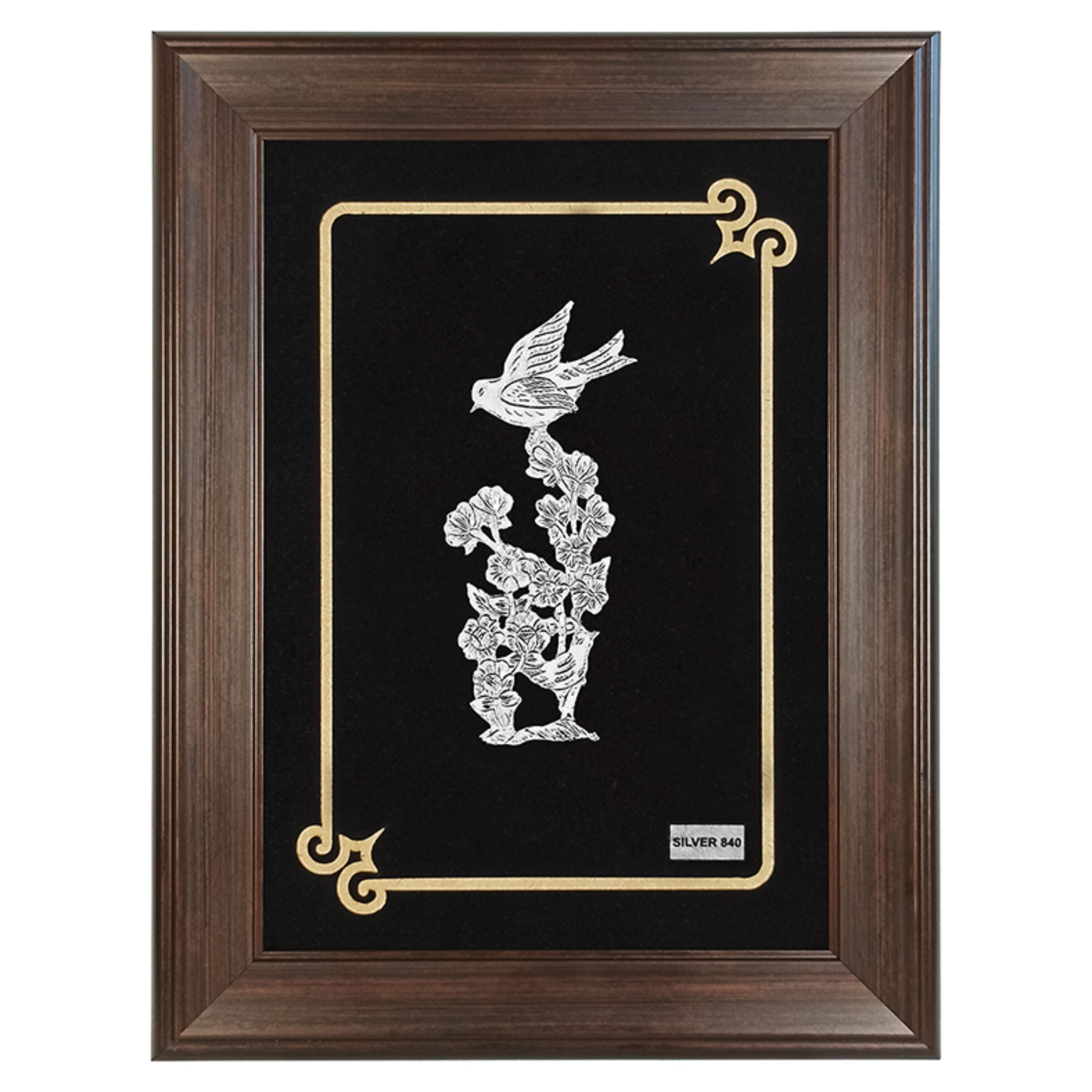 تابلو نقره بوته و بلبل کد F7