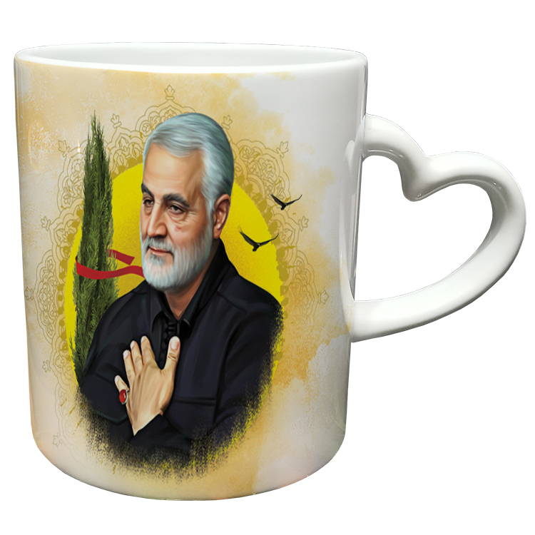 ماگ مدل دسته قلبی طرح سردار سلیمانی کد 15