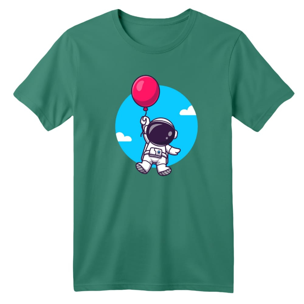 تی شرت آستین کوتاه بچگانه مدل فضانورد کد 11 رنگ سبز سدری