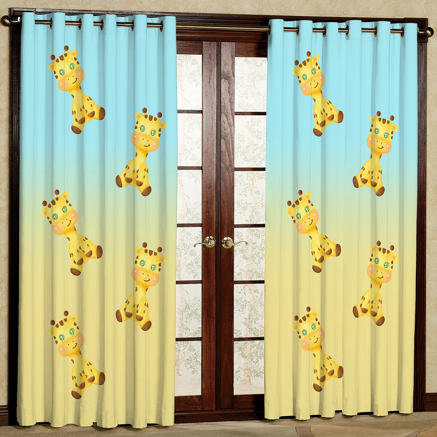 پرده مدل زرافه کوچولو هازان پانچی کد 4233 سایز 140x200 سانتی متر