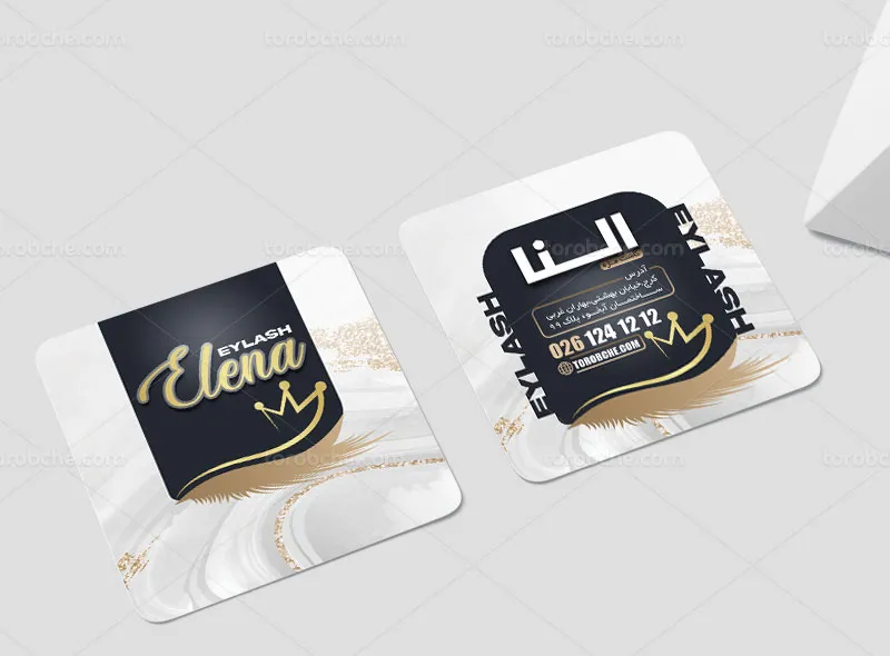 طرح کارت ویزیت مربعی کاشت مژه | گرافیک با طعم تربچه