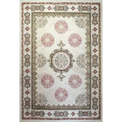 فرش ماشینی زمرد مشهد طرح 1729 زمینه صورتی