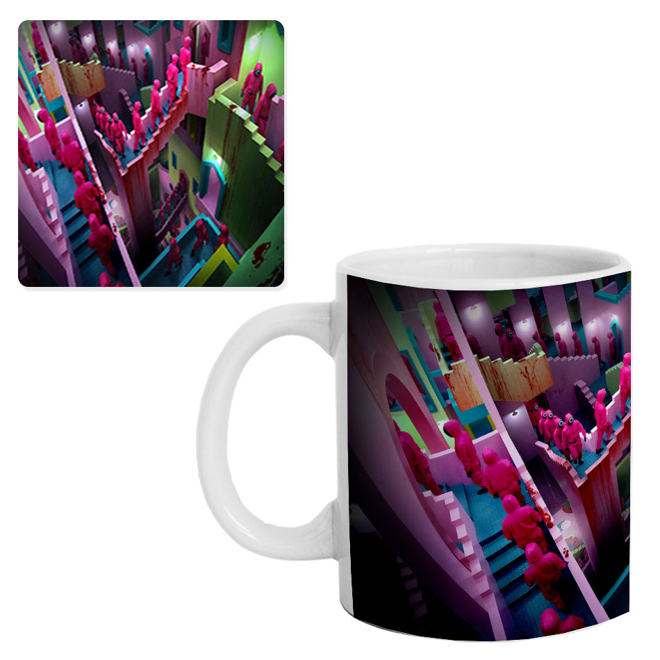 ماگ طرح Squid Game مدل M4027 به همراه زیرلیوانی