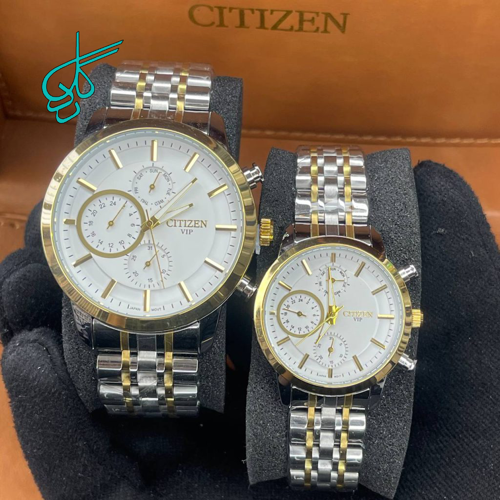 خرید ست ساعت زنانه و مردانه سیتیزن سه موتوره فعال کیفیت عالی موتور ژاپن کد 2115911 - ردگل