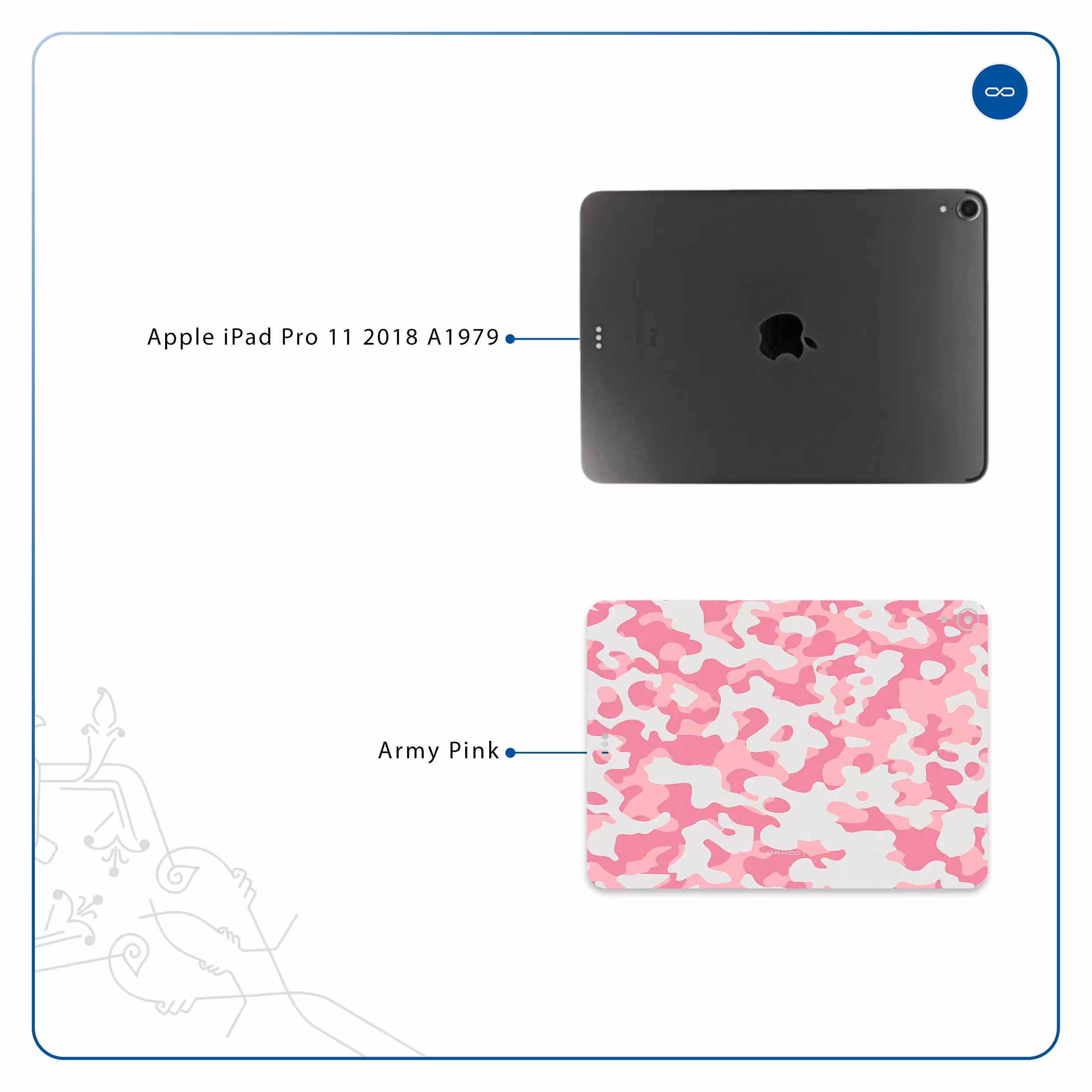 برچسب پوششی ماهوت مدل Army-Pink مناسب برای تبلت اپل iPad Pro 11 2018 A1979