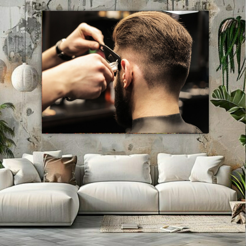 تابلو شاسی طرح آرایشگاه مردانه کد BK1903 | دنیای قاب