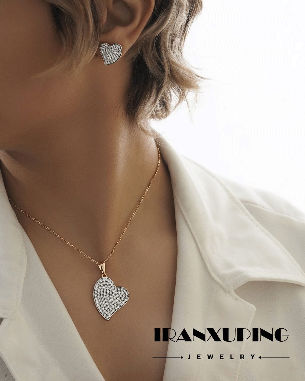 نیم ست بدون زنجیر ژوپینگ اصل با روکش طلا 24 عیار کد XPH46182