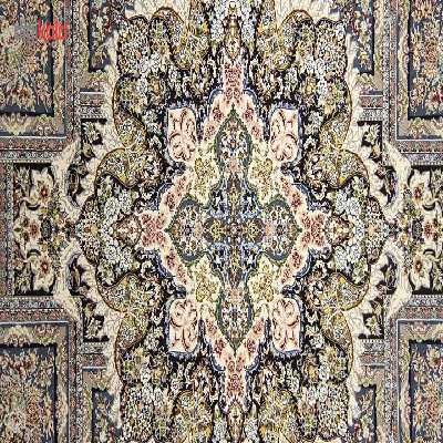 فرش ماشینی زمرد مشهد طرح 22000 زمینه کرم