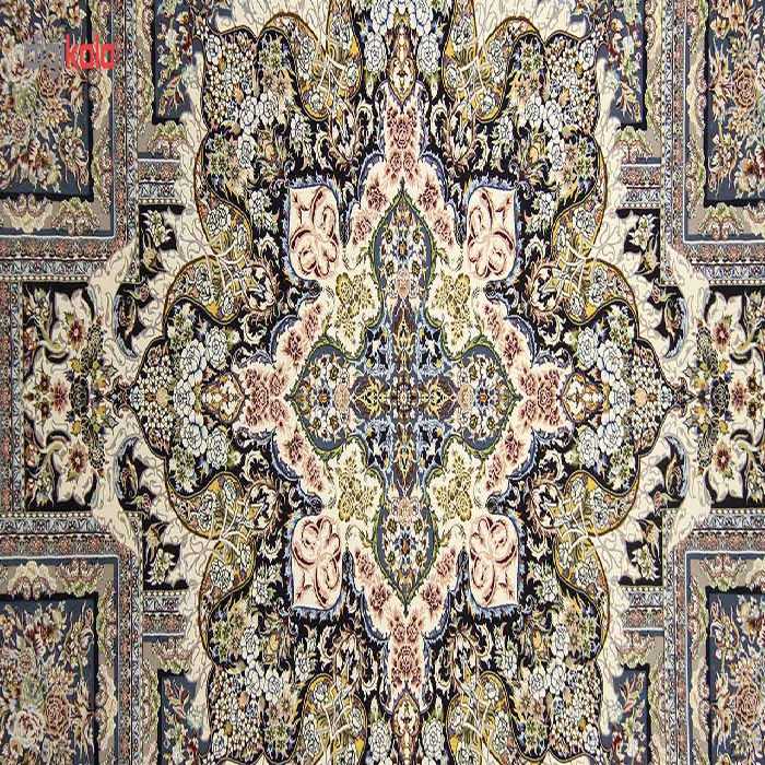 فرش ماشینی زمرد مشهد طرح 22000 زمینه کرم