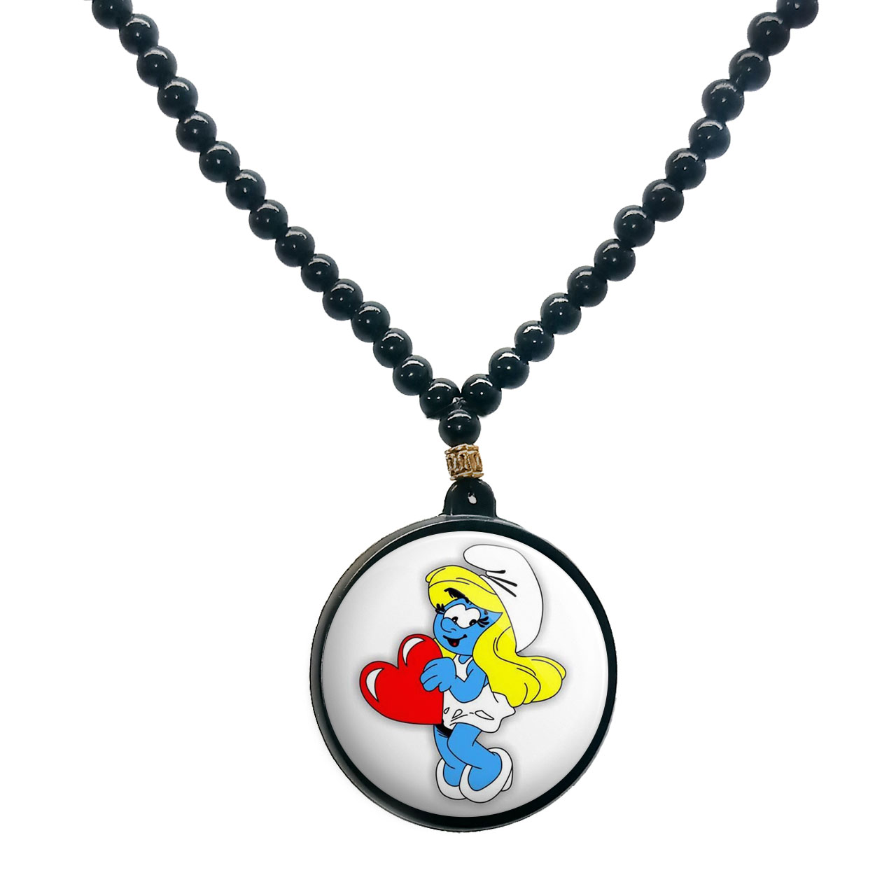 گردنبند پرمانه طرح اسمورف کد pmd.10547 مدل دو طرفه