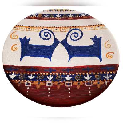 بشقاب دیوارکوب سفالی طرح سنتی کد 01 مجموعه 5 عددی