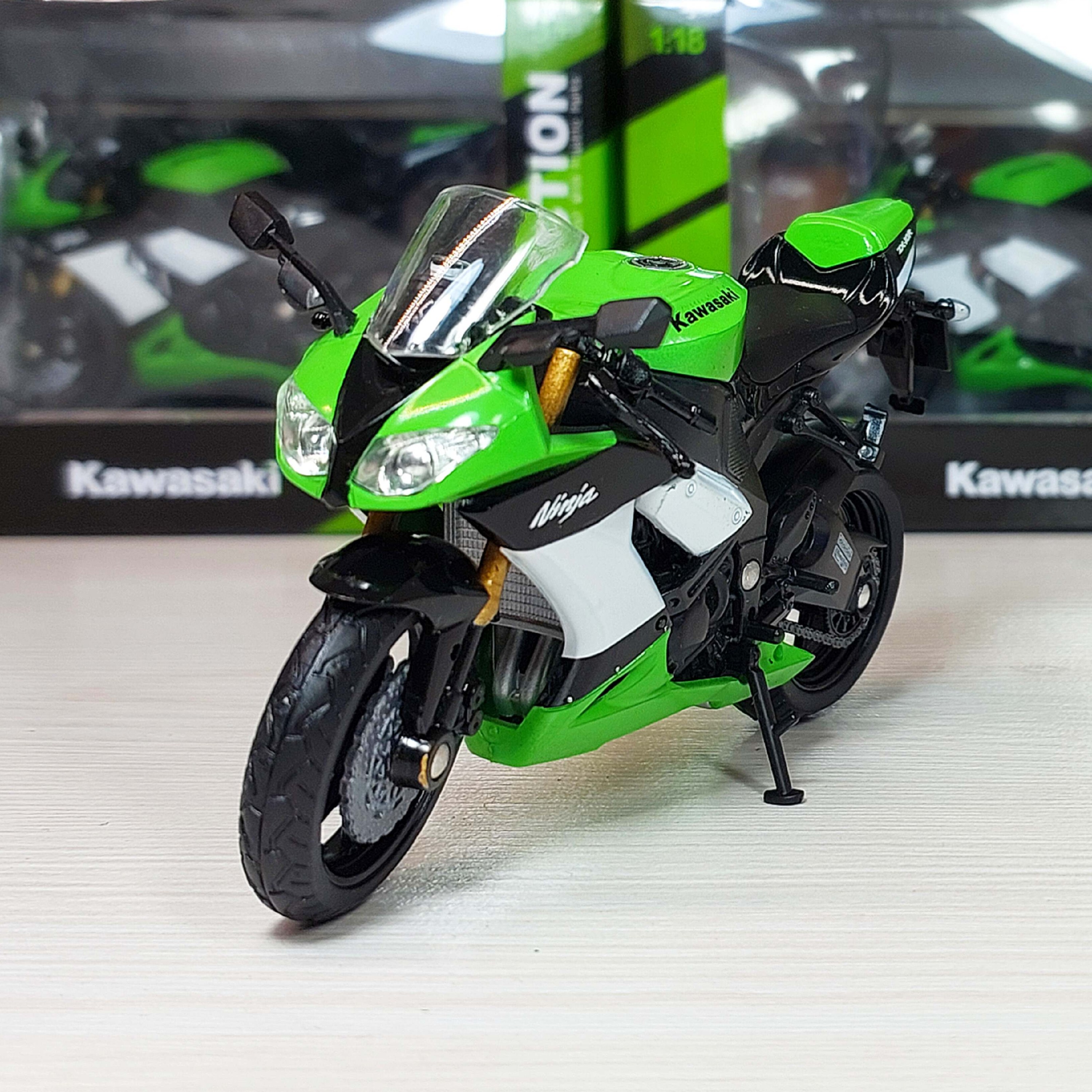 ماکت موتور ویلی مدل کاوازاکی نینجا زد ایکس 10 ار  به رنگ سبز kawasaki ninja zx-10R 