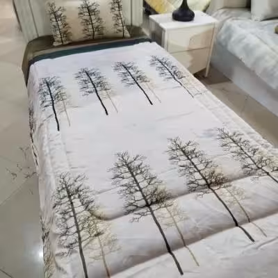ست روتختی یک نفره طرح کاج زمینه کرم برند ایپک