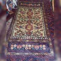 قالیچه بلوچ 2 متری  کتیبه دار کرم رنگ 