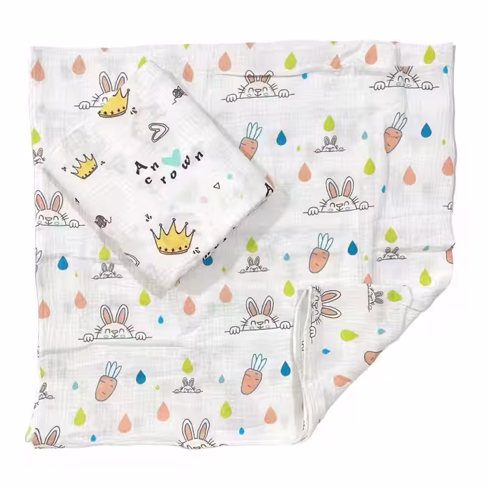 خشک کن دورپیچ چند کاره 2 عددی دخترانه طرح خرگوش و قلب بیبی فورلایف Baby4life