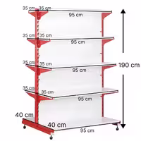 قفسه سوپری دو طرفه 5 طبقه 95x35 ارتفاع 190 - قفسه‌بندی وکیلی