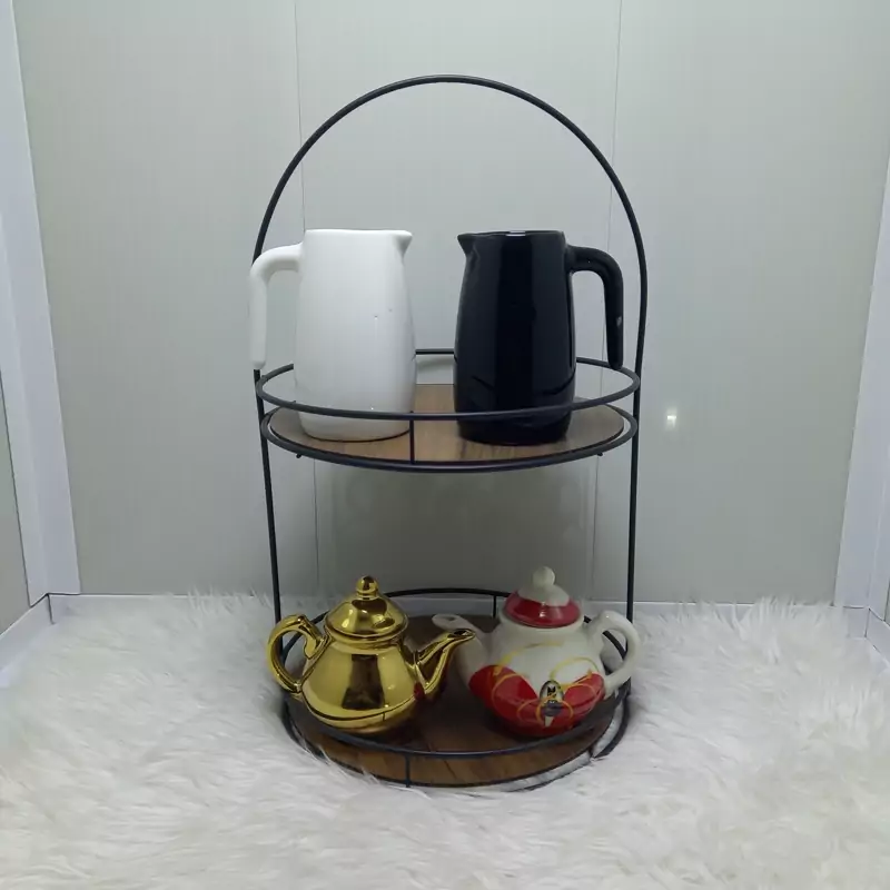 استند گرد فلزی کف چوب مدل دسته وسط سایز متوسط