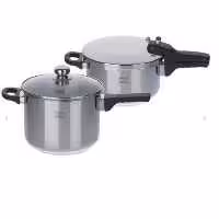 دیگ زودپز دو قلو 4.5 و 6 لیتری پارس استیل کف سه لایه با درب پیرکس(هزینه ارسال بصورت پس کرایه برعهده خریدار محترم هست)
