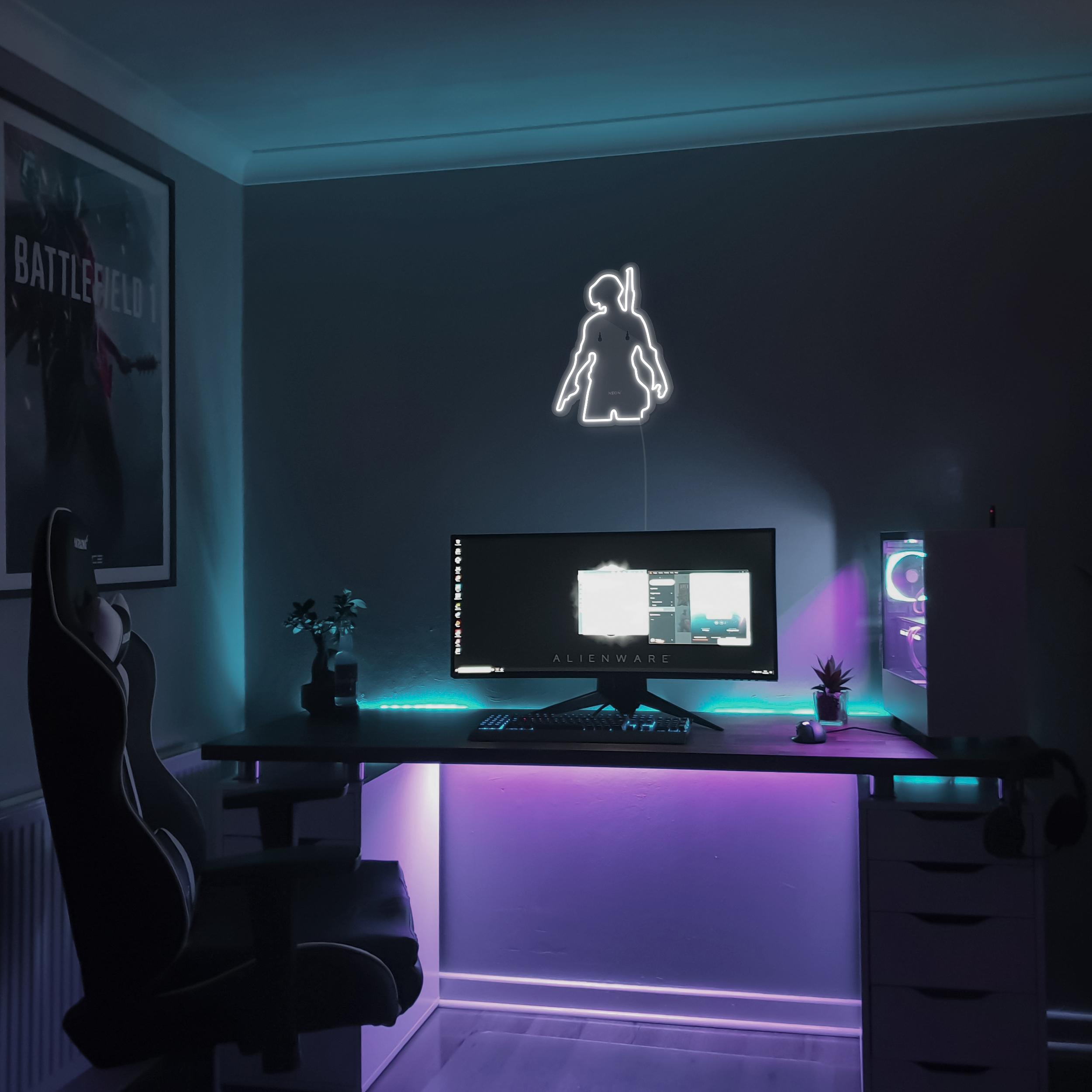 چراغ دیواری نئون دیزاین طرح Pubg_WHT